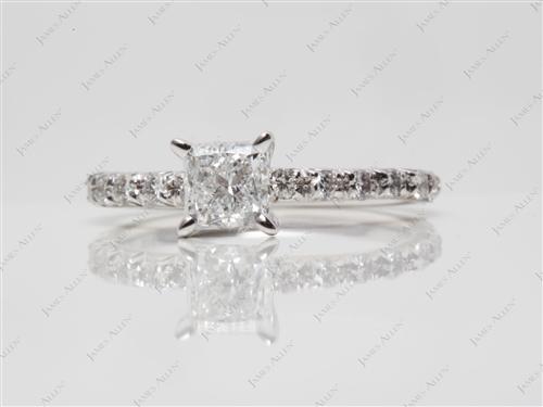 White Gold 0.70 Princess cut Pave Diamond Ring