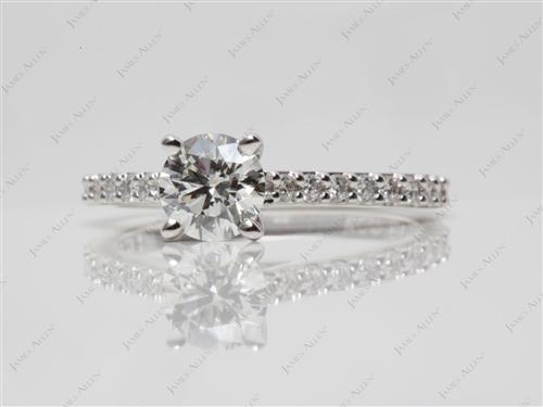 White Gold 0.71 Round cut Diamond Ring With Side Stones