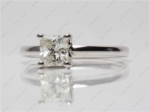 White Gold 0.80 Princess cut Round Solitaire Ring
