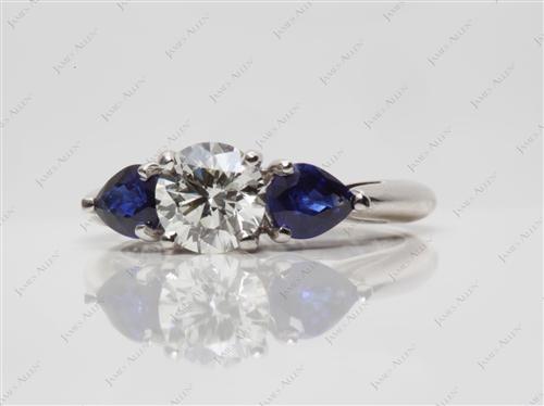 Platinum 0.90 Round cut Gem Stone Rings