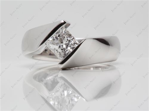 White Gold 1.00 Princess cut Tension Ring Setting