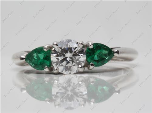 Platinum 0.63 Round cut Gemstone Engagement Ring
