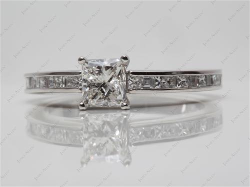 Platinum 0.92 Princess cut Channel Set Diamond Engagement Rings