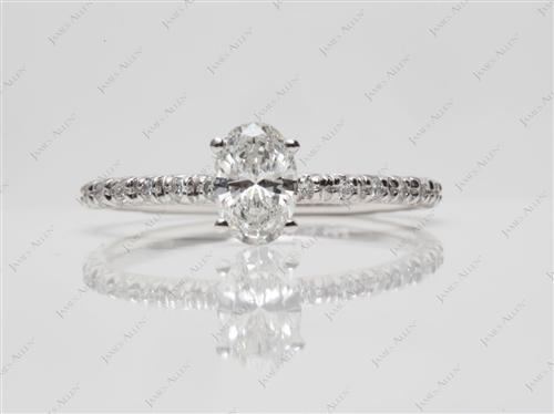 White Gold 0.51 Oval cut Micro Pave Ring