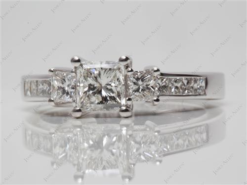 White Gold 0.70 Princess cut Three Stones Settings