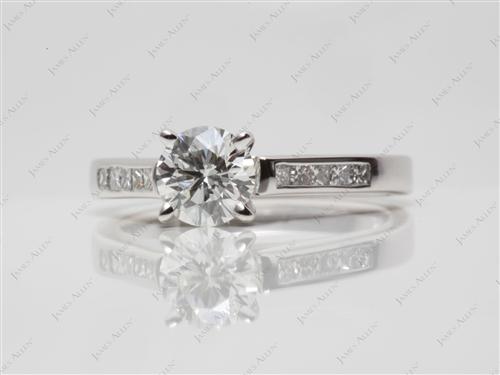 White Gold 0.80 Round cut Channel Setting Engagement Ring