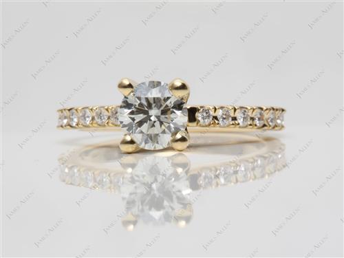 Gold 0.80 Round cut Diamond Pave Ring