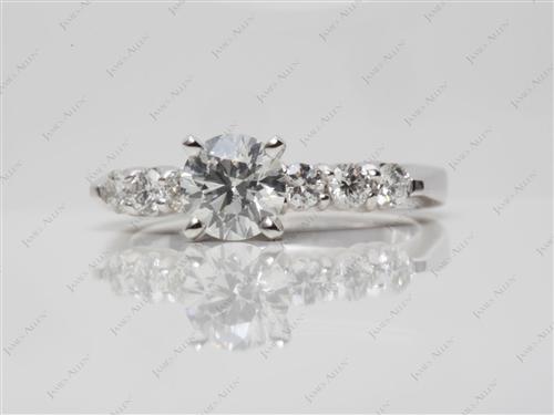 Platinum 0.81 Round cut Side Stone Engagement Ring