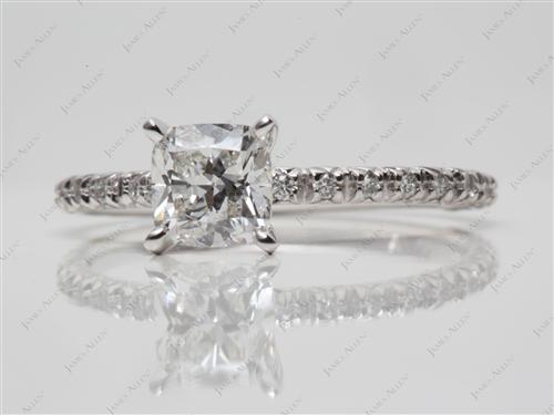 White Gold 0.80 Cushion cut Engagement Ring