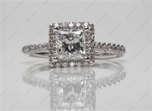 White Gold 0.91 Princess cut Engagement Rings Pave