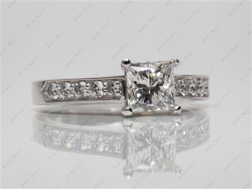 White Gold 1.14 Princess cut Pave Ring Mountings