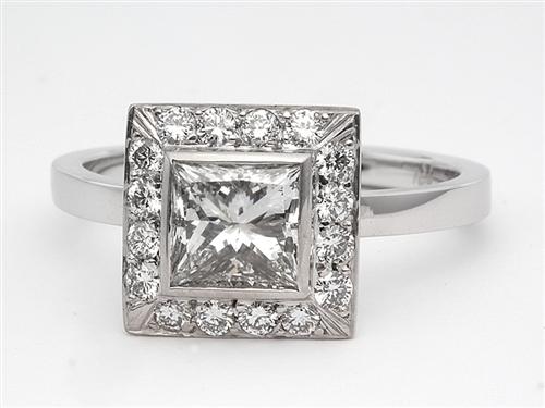 White Gold 1.00 Princess cut Pave Ring Setting