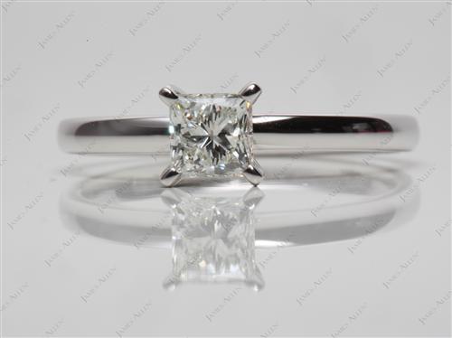 White Gold 0.60 Princess cut Round Solitaire Ring