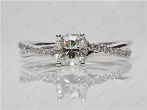 White Gold 1.09 Cushion cut Micro Pave Engagement Rings