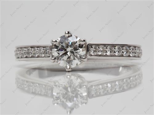 White Gold 0.74 Round cut Engagement Rings Pave