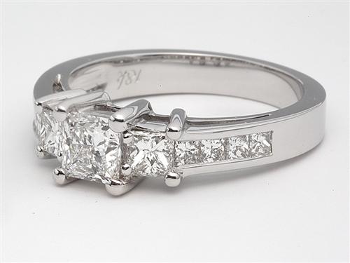 White Gold 0.56 Princess cut Diamond Ring With Side Stones