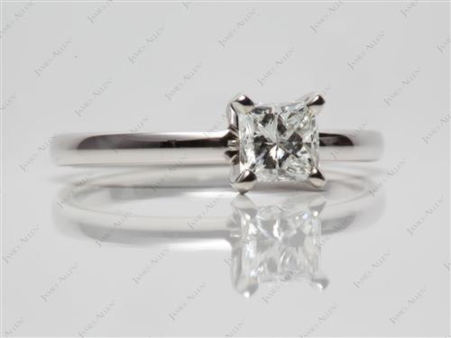White Gold 0.71 Princess cut Diamond Solitaire Ring Settings