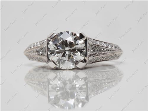 White Gold 1.20 Round cut Micro Pave Ring