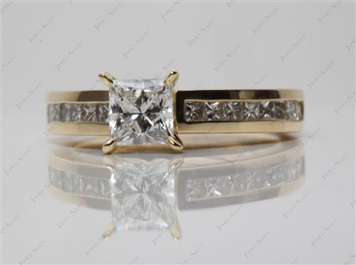 Gold 0.70 Princess cut Channel Set Diamonds