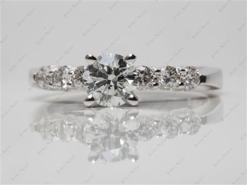 White Gold 0.70 Round cut Engagement Ring With Side Stones