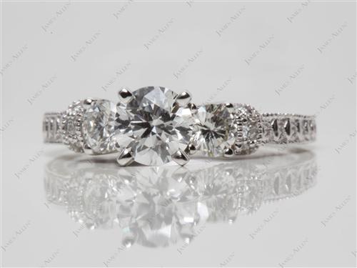 White Gold 0.80 Round cut Diamond Rings