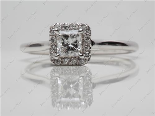 White Gold 0.44 Princess cut Engagement Rings Pave