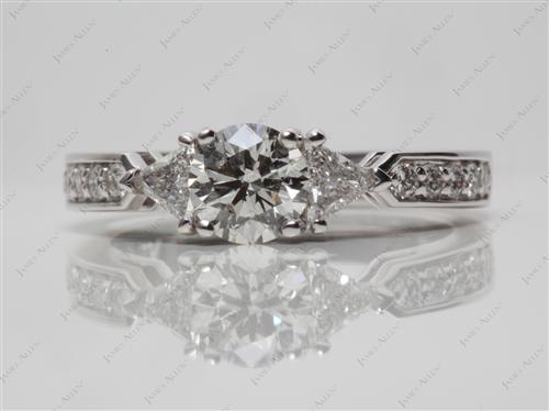 White Gold 0.65 Round cut Three Stones Diamond Rings