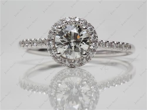 White Gold 0.80 Round cut Pave Engagement Ring