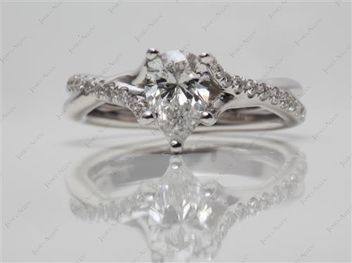 White Gold 0.53 Pear shaped Pave Ring Set