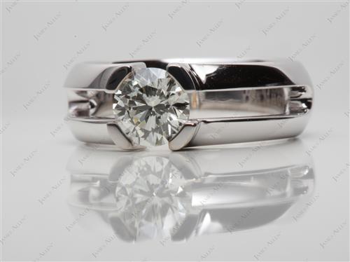 White Gold 1.07 Round cut Tension Rings