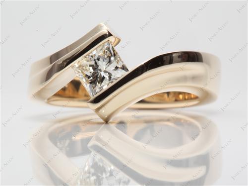 Gold 0.71 Princess cut Tension Ring Settings