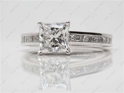 Platinum 1.50 Princess cut Channel Cut Ring