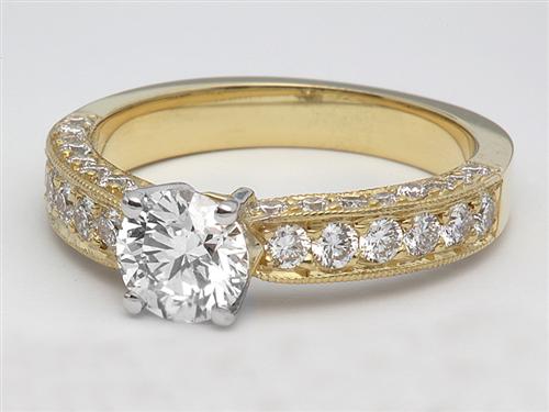 Gold 0.57 Round cut Engagement Ring