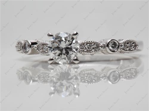 White Gold 0.61 Round cut Engagement Ring With Side Stones