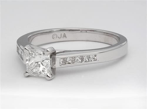 White Gold 0.69 Princess cut Diamond Ring With Side Stones