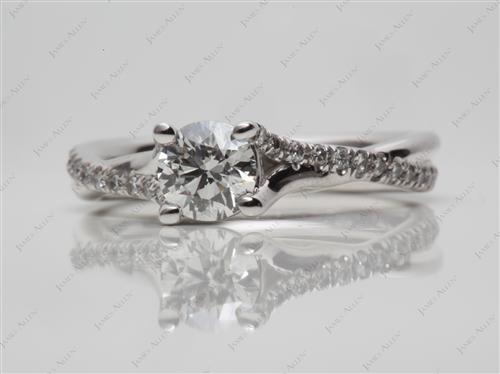 Platinum 0.50 Round cut Pave Engagement Ring