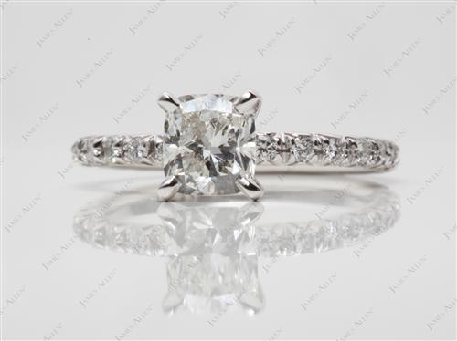 White Gold 1.00 Cushion cut Micro Pave Engagement Rings