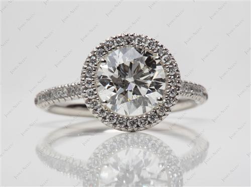 Platinum 1.71 Round cut Pave Ring Settings