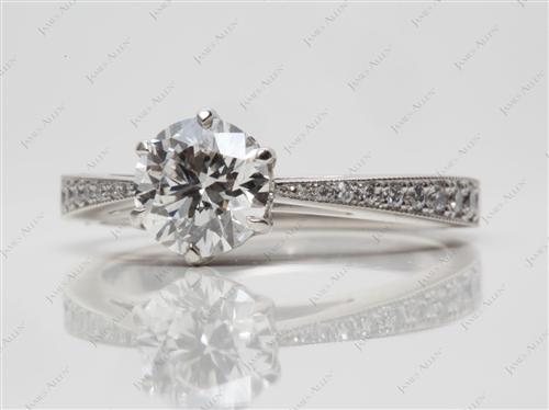 Platinum 0.91 Round cut Pave Diamond Engagement Rings