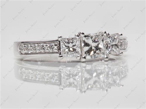 White Gold 0.50 Princess cut Three Stones Settings