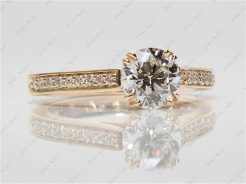 Gold 1.00 Round cut Engagement Rings Pave