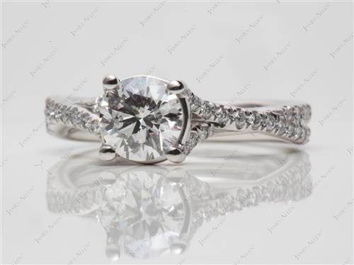Platinum 0.80 Round cut Pave Setting Rings