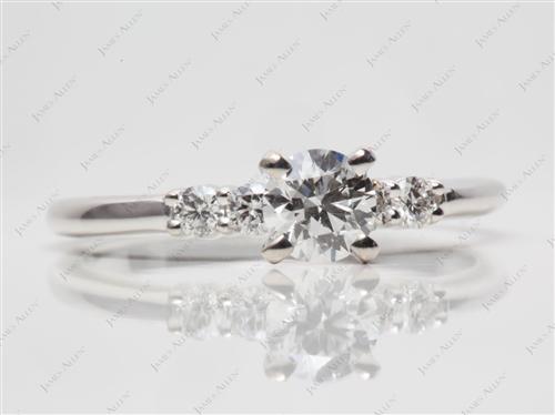 White Gold 0.46 Round cut Engagement Ring Settings With Side Stones