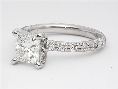 White Gold 1.05 Princess cut Micro Pave Engagement Rings