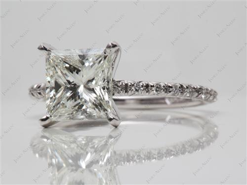 White Gold 2.03 Princess cut Pave Diamond Engagement Ring