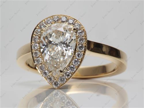 Gold 1.42 Pear shaped Engagement Ring Micro Pave