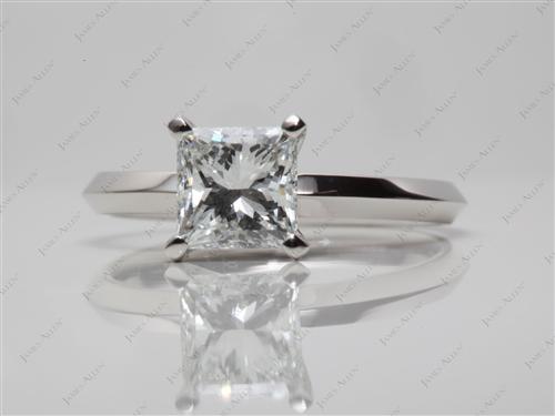 Platinum 0.98 Princess cut Diamond Engagement Solitaire Rings