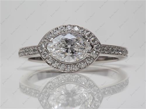 Platinum 1.01 Marquise cut Engagement Ring