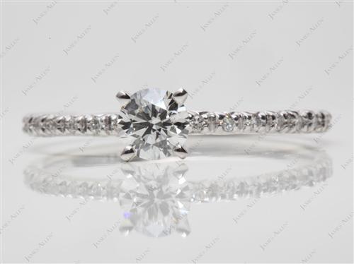 White Gold 0.50 Round cut Pave Engagement Ring