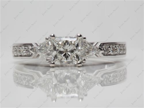 White Gold 0.75 Princess cut Three Stones Settings